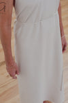BASERANGE Adjustable Strap Apron Dress Collection, from Portugal. Color: Off-white (BAS-DRAP-RS-000-MIBAI)